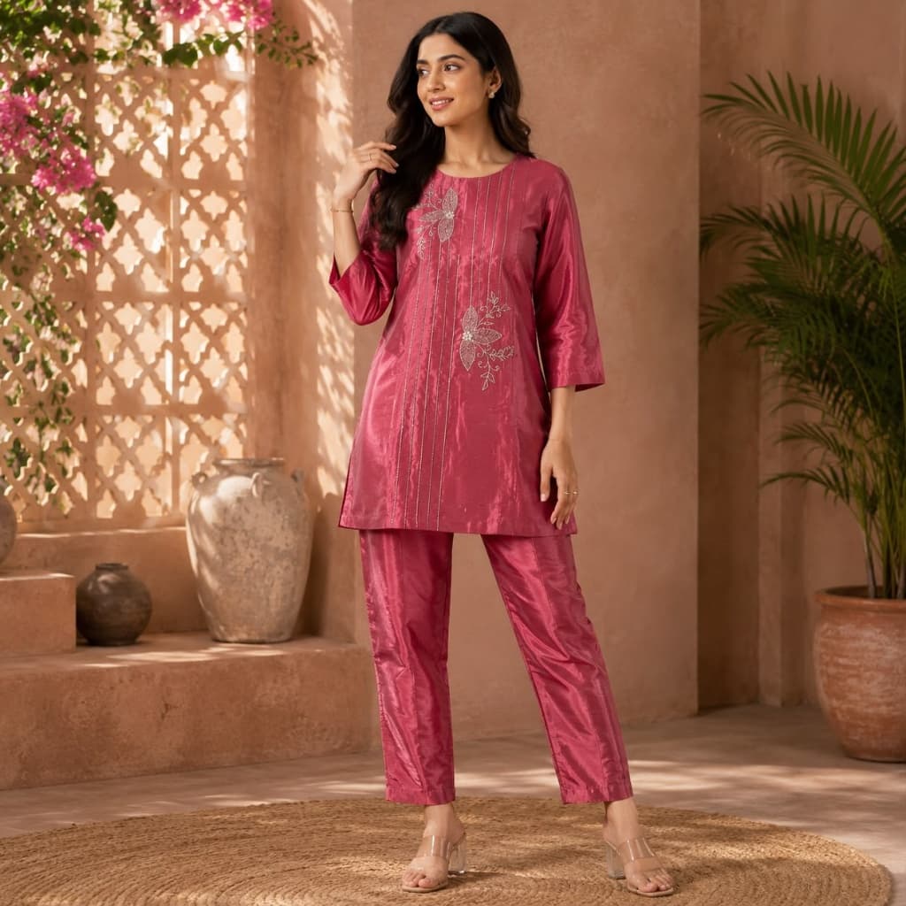 Straight Kurta Set Pink for Women | Elegant Ethnic Wear