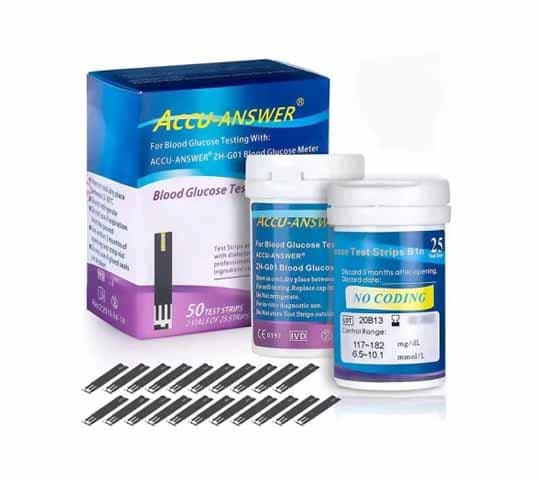 Accu Answer Blood Glucose Test Strips 50 Pcs – Diabetes Sugar Testing Strips for Accurate Home Monitoring