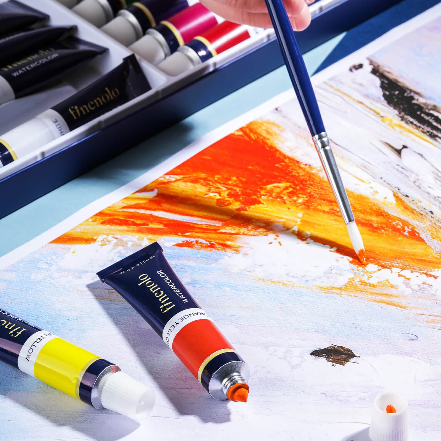 Deli Deli EC19-12 Finenolo Water Colour Paint Set 12 Colors 12ml Tubes for Students & Artists stationary, toys & sports — image 1 of 5