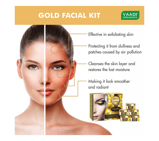Vaadi Organics Vaadi Organics - Gold Facial Kit - 24 Carat Gold Leaves, Marigold & Wheatgerm Oil, Lemon Peel Extract (270…