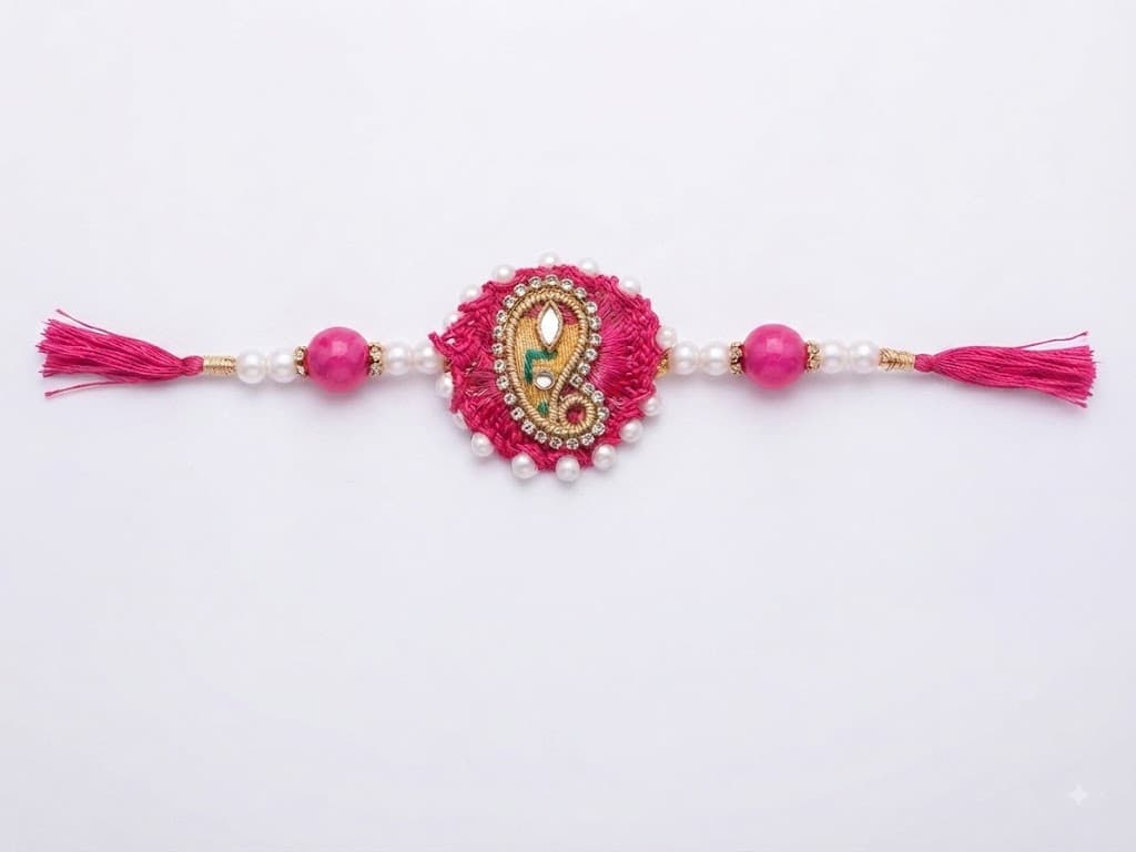 Paisley Patterned Beaded Rakhi – Elegant Traditional Rakhi for Brother
