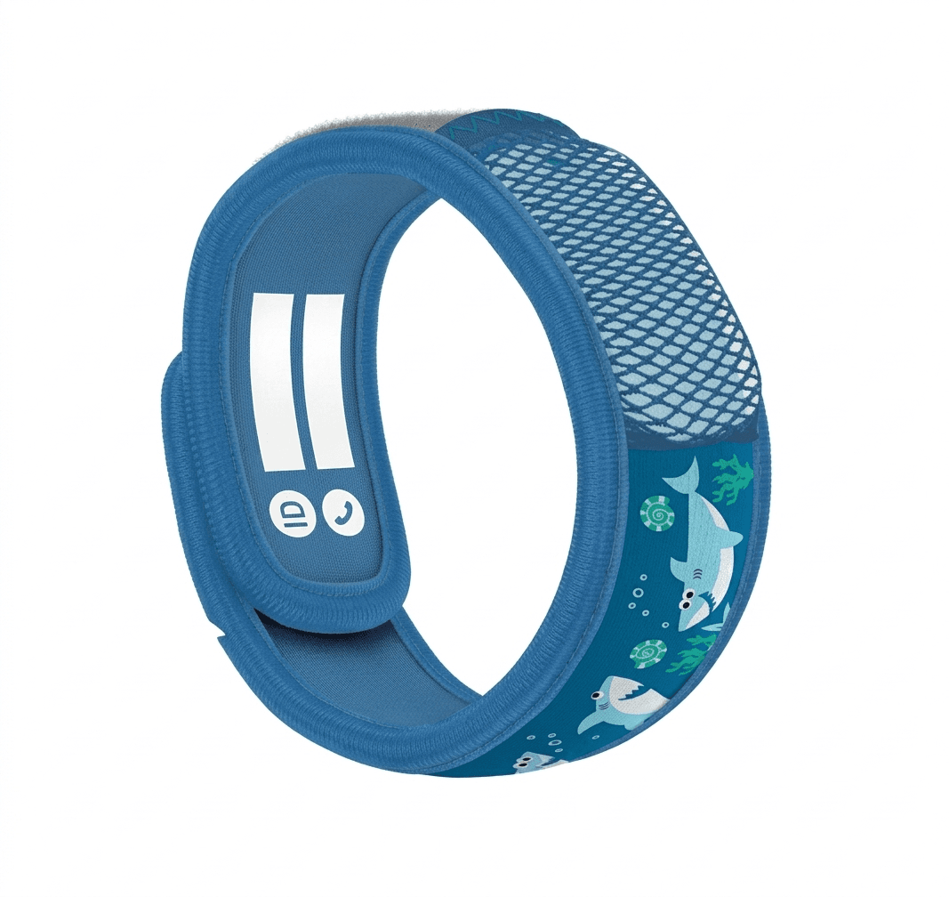 PARA’KITO® Kid Wristband NEW SHARKS Mosquito Repellent Band (Ages 3–7) DEET-Free Natural Protection