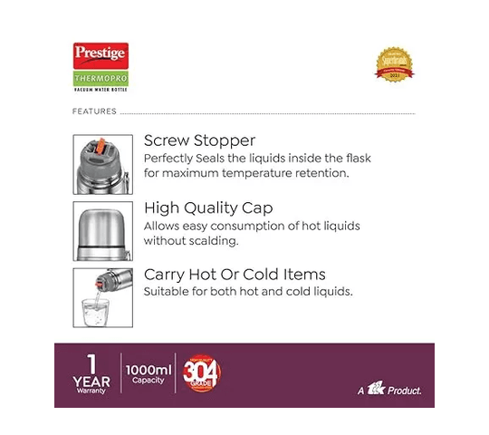 Prestige - Prestige 99508 Thermopro Flask With SS Lid PFSL 1000ML - Big Digital daily essentials & lifestyle