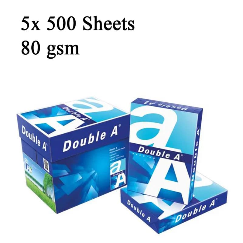 A4 Paper Double A 80 GSM - Box of 5 Reams (500 Sheets Each) | Premium Copy Paper