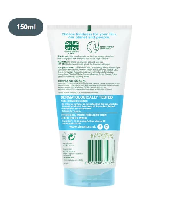 Simple Simple Micellar Gel Wash Face Cleanser 150ml daily essentials & lifestyle