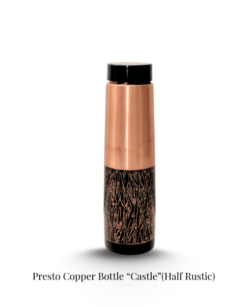 Presto Copper Bottle "Castle" (Half Rustic) | Pure Handcrafted Copper Water Bottle- Weight 0.240 KG, Height 254mm and… — image 1 of 2