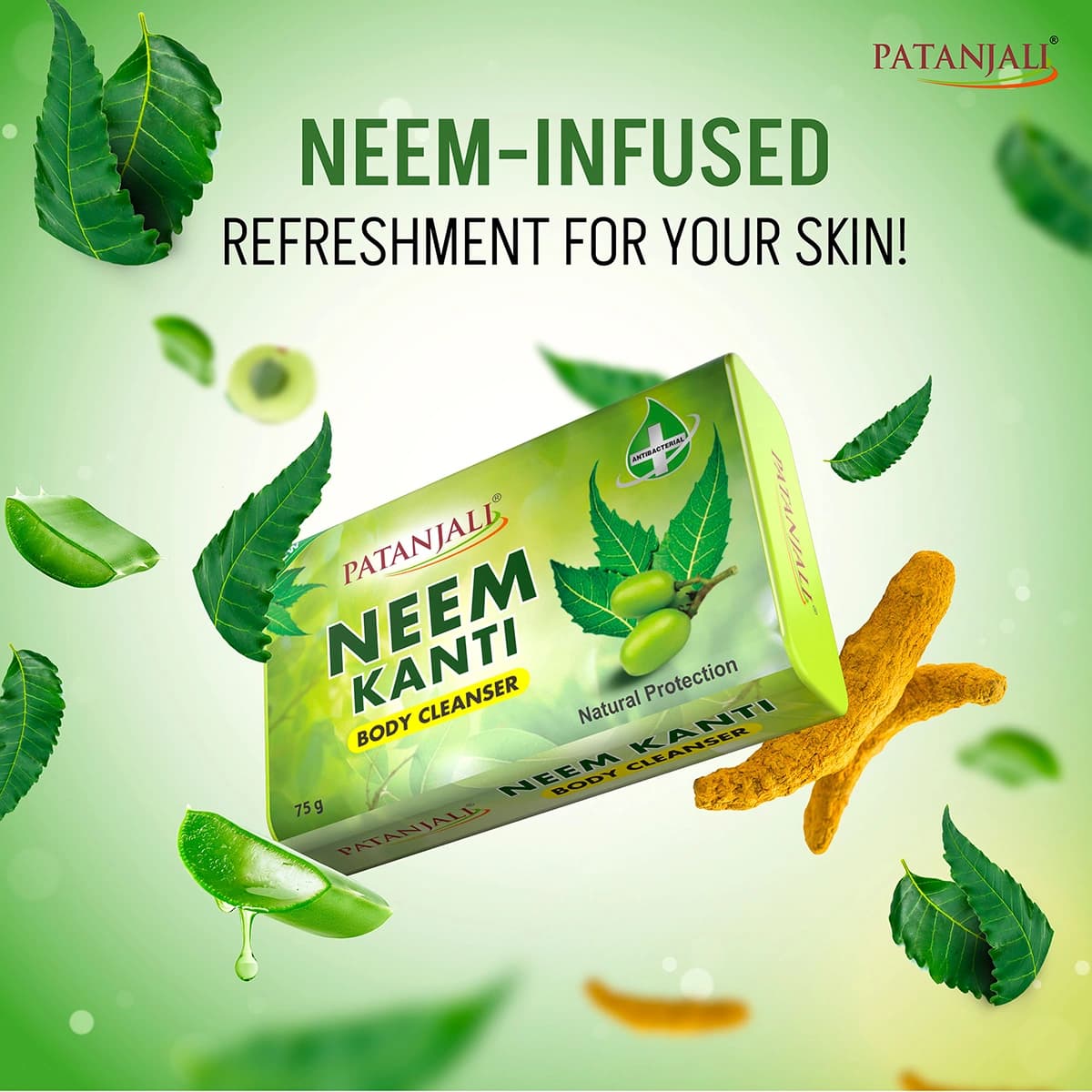 Patanjali Patanjali Neem Kanti Body Cleanser Soap 100GM | Herbal Bath Soap with Neem & Ayurvedic Ingredients daily… — image 1 of 4