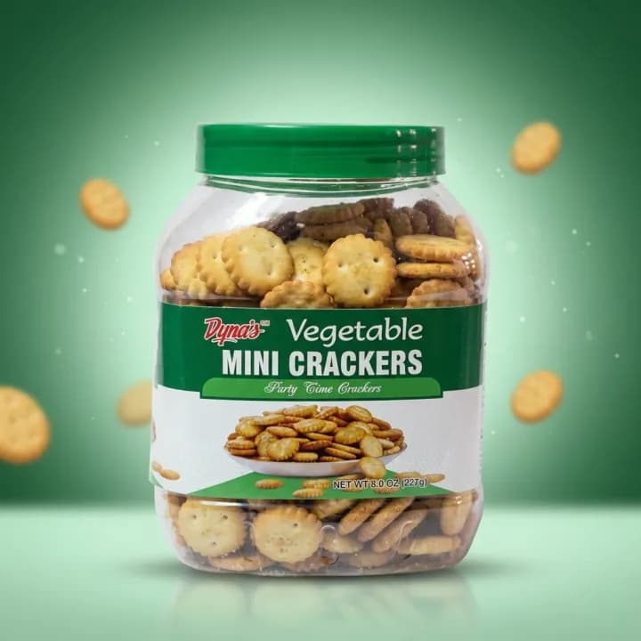 Dyans Mini Crackers Jar 227 gm Vegetable – Crispy & Tasty Snack